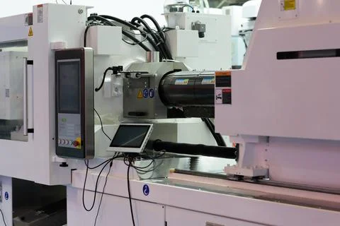 Electric plastic injection molding machine Foto stock