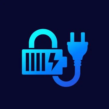 Electric plug and battery vector icon on dark 스톡 일러스트