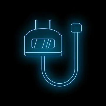 Electric plug and cable glowing neon outline イラスト素材