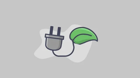 Electric plug and leaf animation, representation green  environmentally friendly Stock Footage 272578120