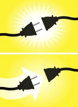 Electric plug and outlet socket unplugged - vector illustration 스톡 일러스트