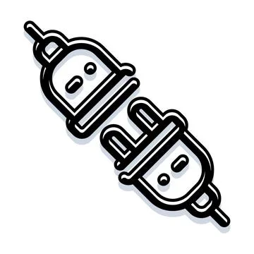 Electric plug and socket connecting for power Illustrazione stock