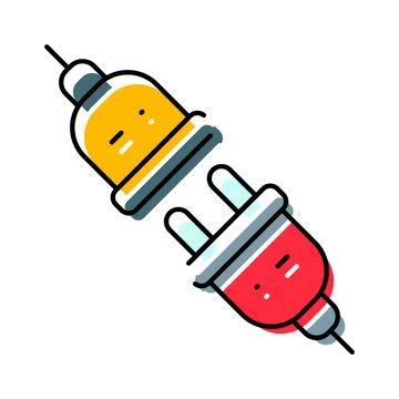 Electric plug and socket connecting for power supply 库存插图