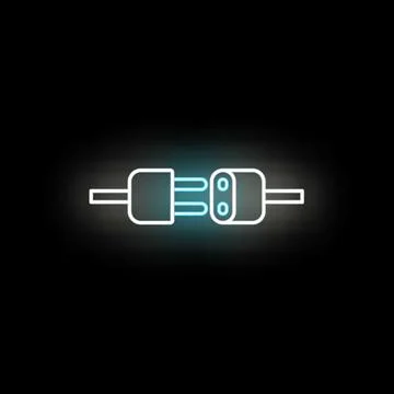 Electric plug and socket connecting neon icon Stock Illustration