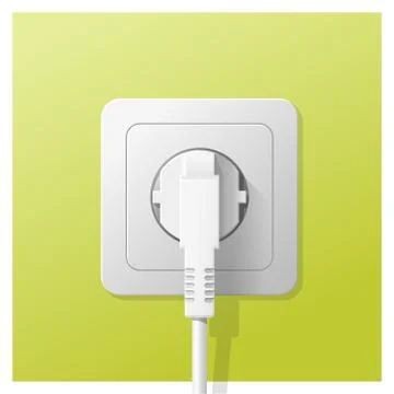 Electric plug and socket on green wall background イラスト素材