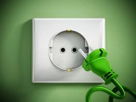 Electric plug and socket Illustrazione stock