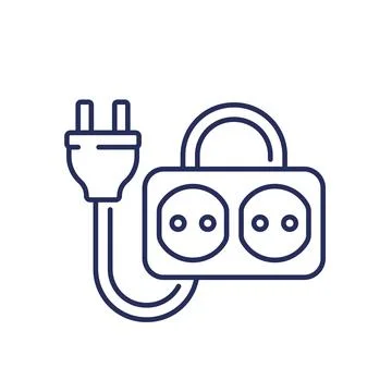Electric plug and a socket line icon Illustrazione stock