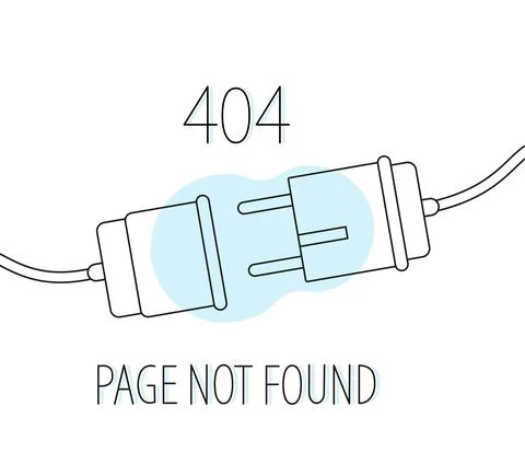 Electric Plug and Socket unplug outline design vector. 404 error background w Stock Illustration