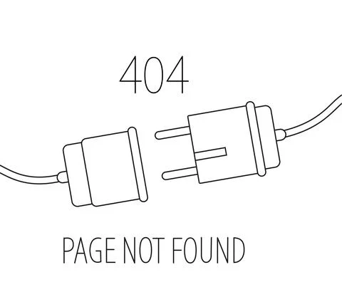 Electric Plug and Socket unplug outline design vector. 404 error background w 스톡 일러스트