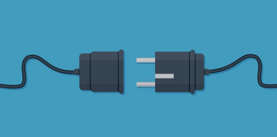 Electric Plug and Socket unplug outline design vector. 404 error background w 스톡 일러스트