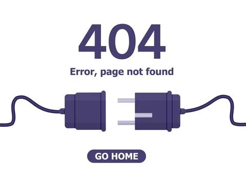 Electric Plug and Socket unplug outline design vector. 404 error background w Illustrazione stock