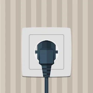 Electric plug and socket on a wall. イラスト素材