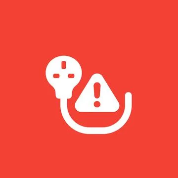 Electric plug and warning symbol, vector icon Stock Illustration