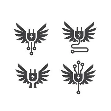 Electric plug in and wings vector イラスト素材