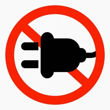 Electric plug ban icon. Do not plug in. There is no energy. Vector icon. イラスト素材