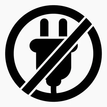 Electric plug ban icon. Do not plug in. There is no energy. Vector icon. イラスト素材