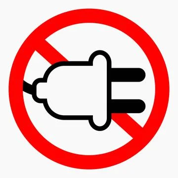Electric plug ban icon. Do not plug in. There is no energy.  Vector icon. Illustrazione stock