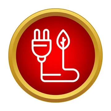 Electric plug cable forming a green leaf icon Ilustração Stock