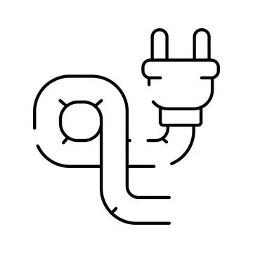 Electric plug cable line art connecting technology Stock Illustration