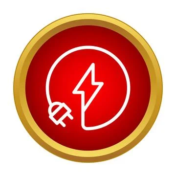 Electric plug cable outline forming charging lightning icon Stock Illustration