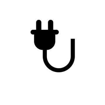 Electric Plug Cable Solid Flat Vector Icon Isolated on White Background Illustrazione stock