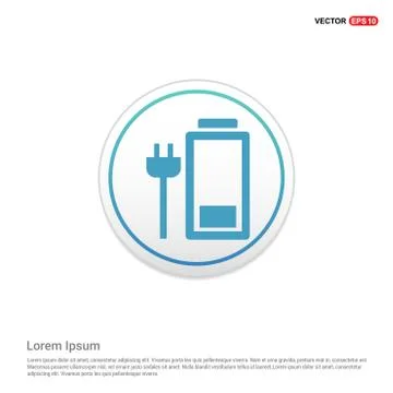 Electric plug charging icon  - white circle button 스톡 일러스트
