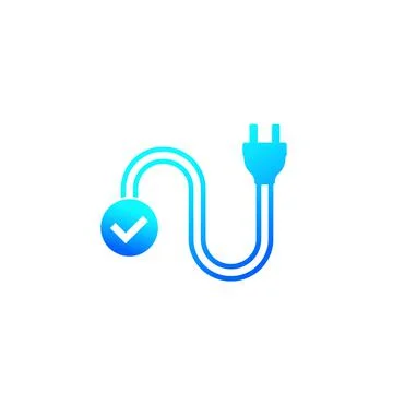 Electric plug with check mark, vector 库存插图