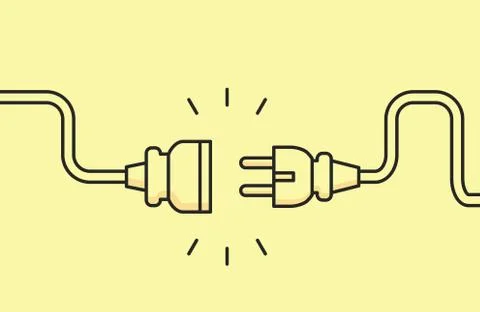 Electric Plug connect concept socket. Get connected or disconnect vector power Stock Illustration