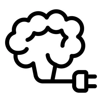 Electric plug connecting to human brain illustrating artificial intelligence Stock Illustration