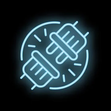 Electric plug connecting in neon style sign for energy and power Stock Illustration