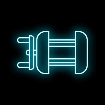 Electric plug connecting with a socket neon icon Illustrazione stock