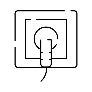 Electric plug connecting into a wall socket icon Illustrazione stock