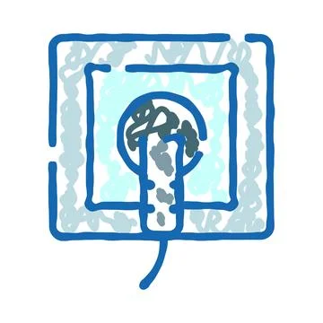 Electric plug connecting into wall socket drawing Illustrazione stock