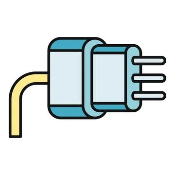 Electric plug connector cord flat style icon Stock Illustration