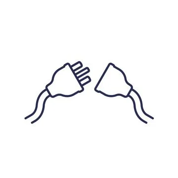 Electric plug disconnected from a socket line icon Stock Illustration