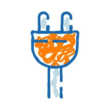 Electric plug doodle connecting to power energy concept イラスト素材