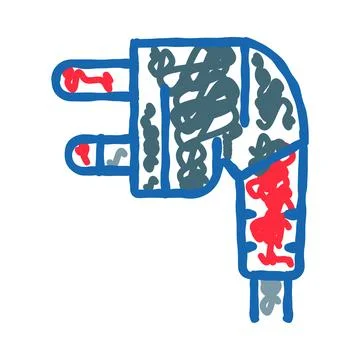 Electric plug doodle drawing concept for power Stock Illustration