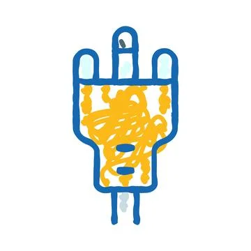 Electric plug doodle icon with power connection concept Stock Illustration