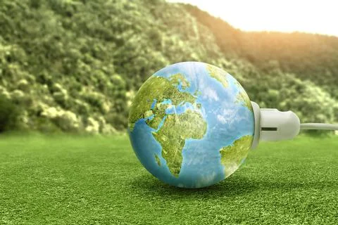 Electric plug into an earth power socket Illustrazione stock