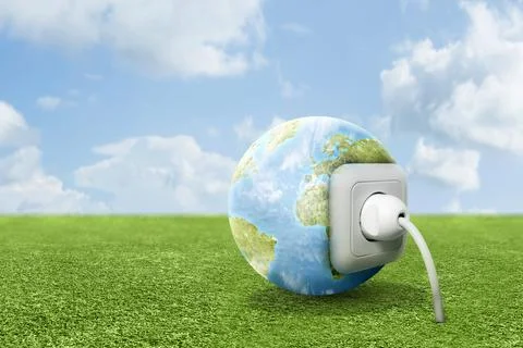 Electric plug into an earth power socket Stock Illustration