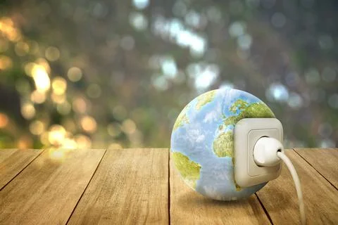 Electric plug into an earth power socket Illustrazione stock