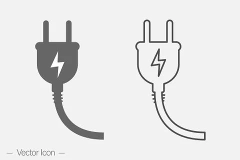 Electric plug flat and line icon. Isolated Vector illustration. Illustrazione stock