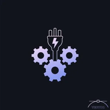 Electric plug with gears icon with a gradient Stock Illustration