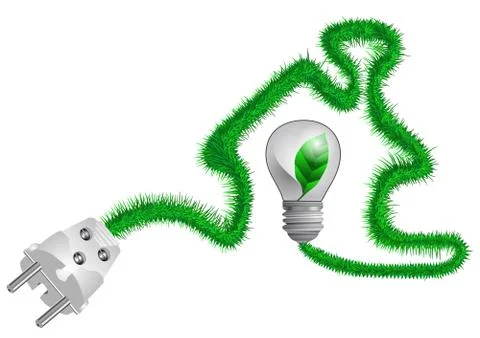 Electric plug on the grass cord Stock Illustration