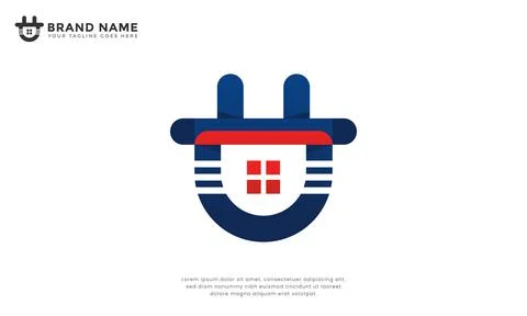 Electric Plug House Logo Stock Illustration