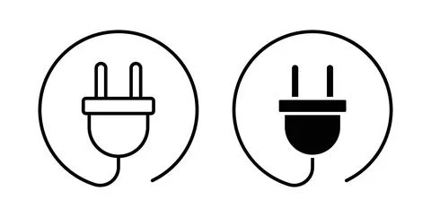 Electric plug icon in black and white. vector icon pack for websites Stock Illustration