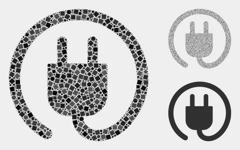 Electric Plug Icon Collages of Squares and Circles Stock Illustration