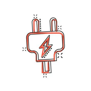 Electric plug icon in comic style. Power adapter cartoon vector illustration  Stock Illustration