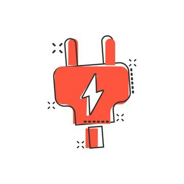 Electric plug icon in comic style. Power adapter cartoon vector illustration  Stockillustratie