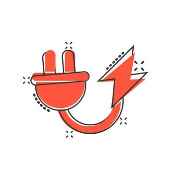 Electric plug icon in comic style. Power adapter cartoon vector illustration  イラスト素材